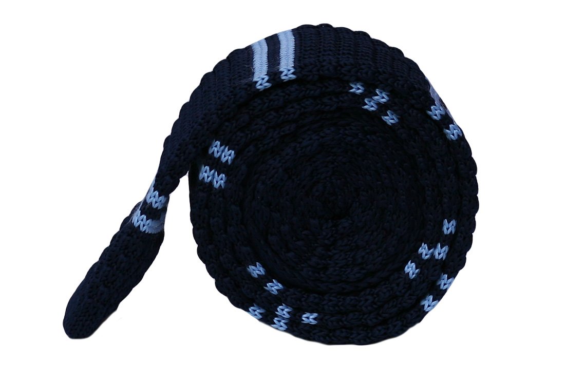 Cravata crosetata bleumarin cu dungi bleu marca Grazie Filiepti