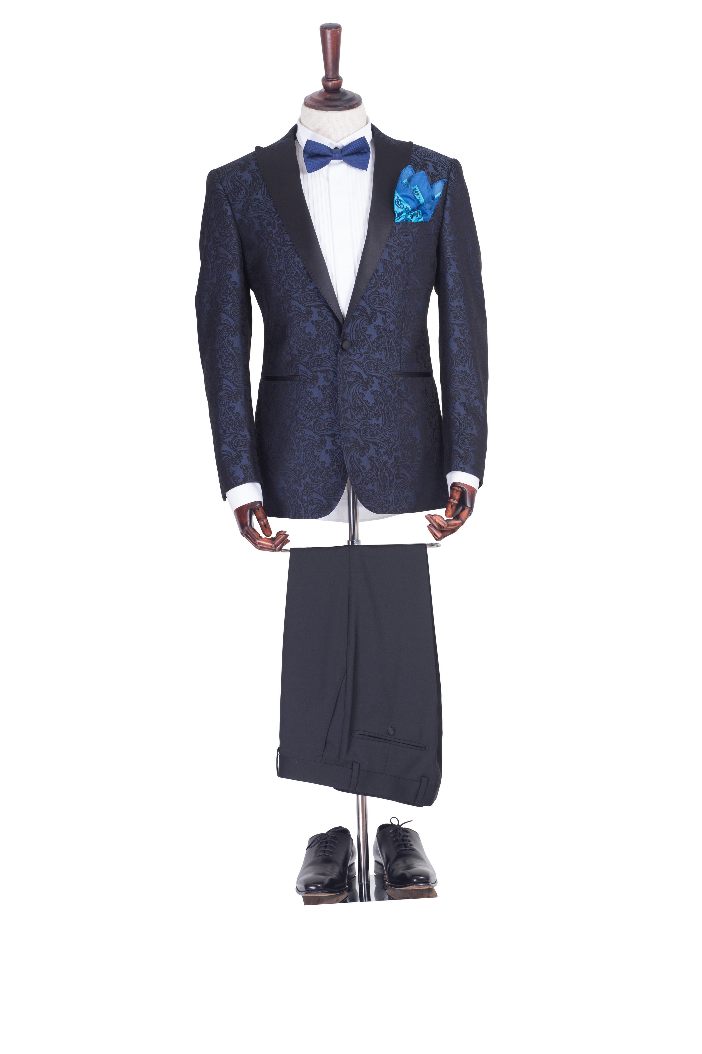 Costum barbati de ceremonie bleumarin cu model imprimat Grazie Filipeti