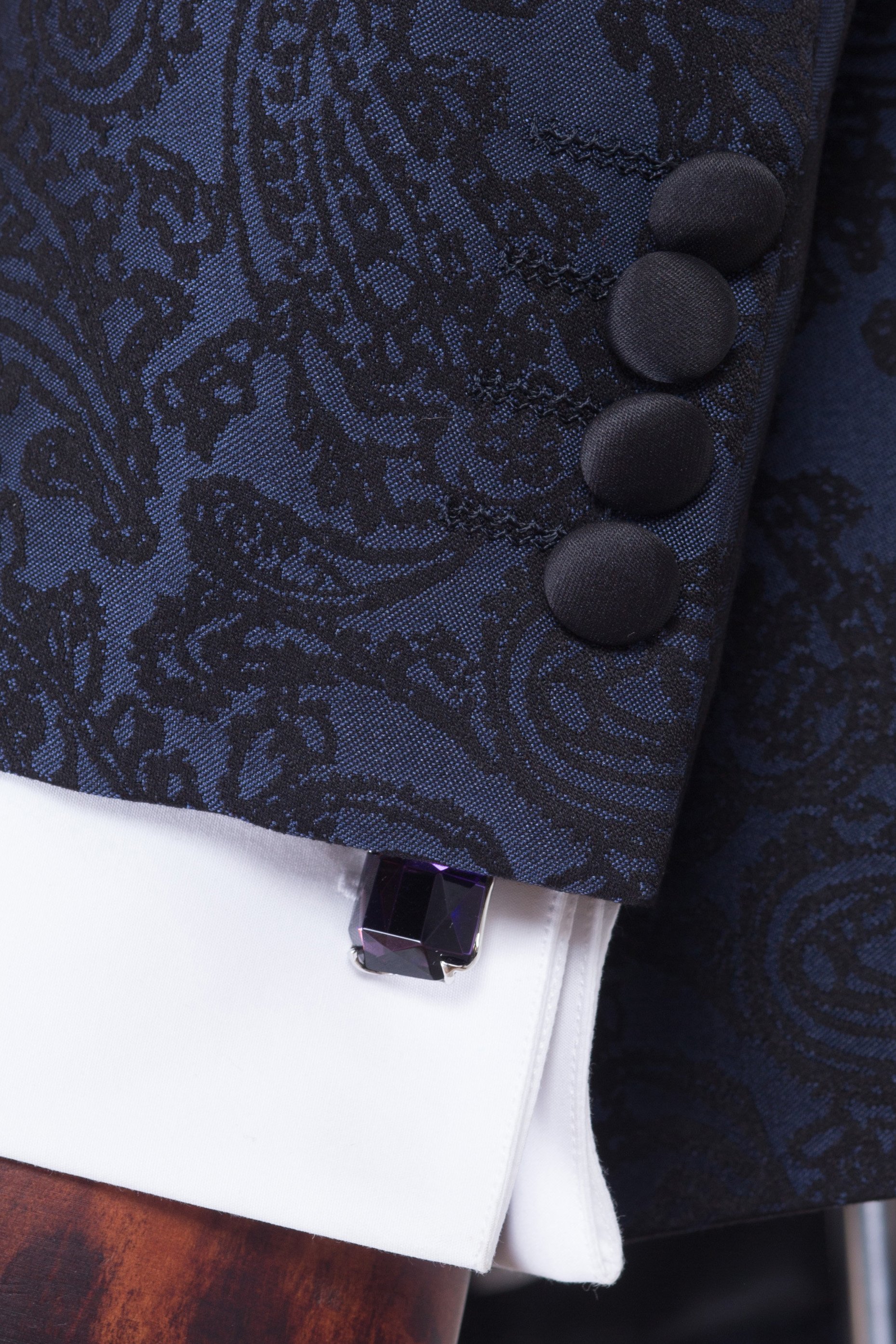 Costum barbati de ceremonie bleumarin cu model imprimat Grazie Filipeti