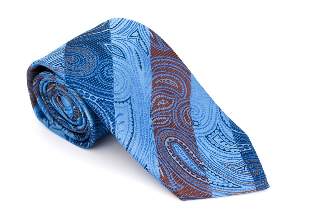 Cravata clasica bleu cu model Paisley - Grazie Filipeti
