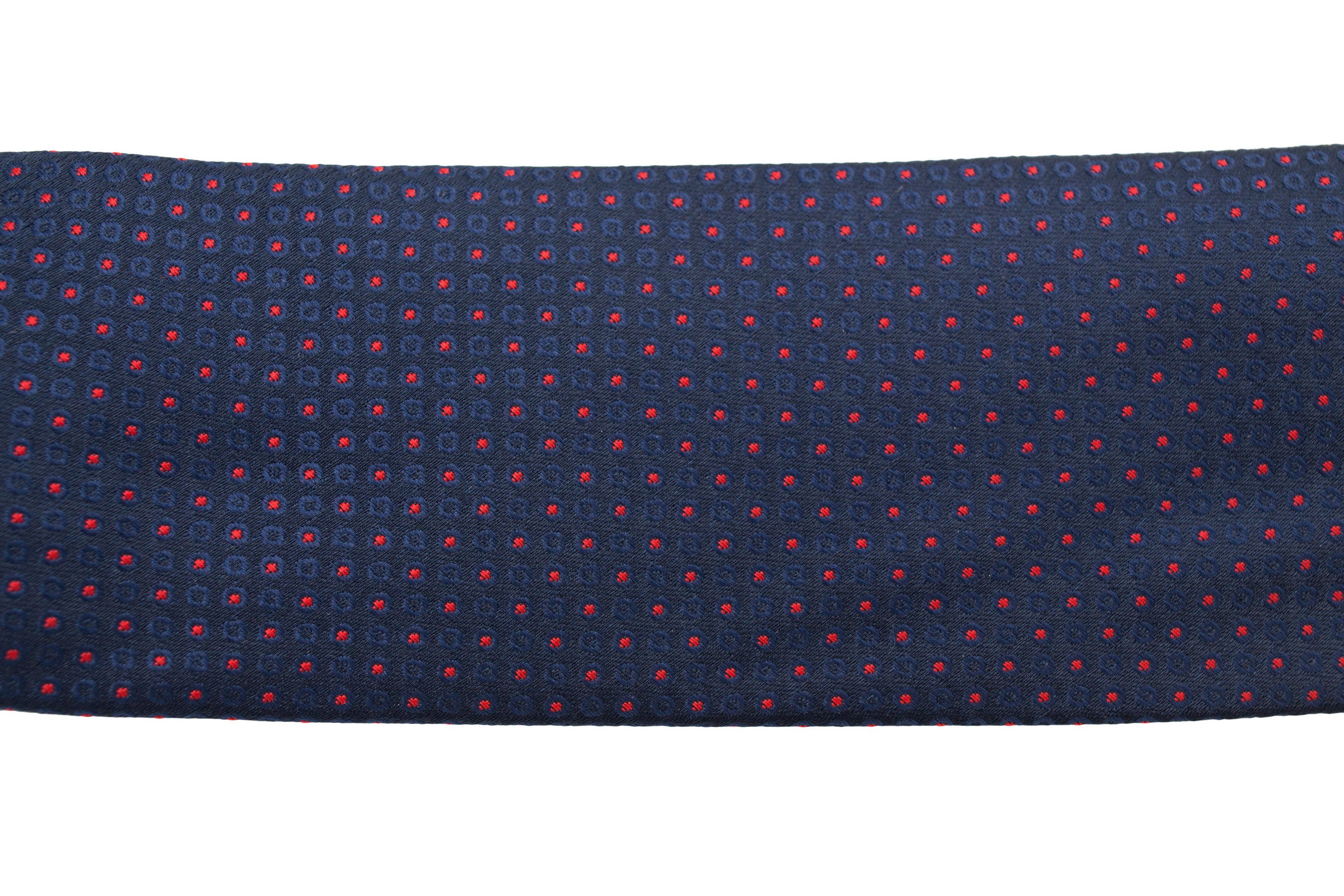 Cravata slim bleumarin cu picouri rosii Grazie Filipeti