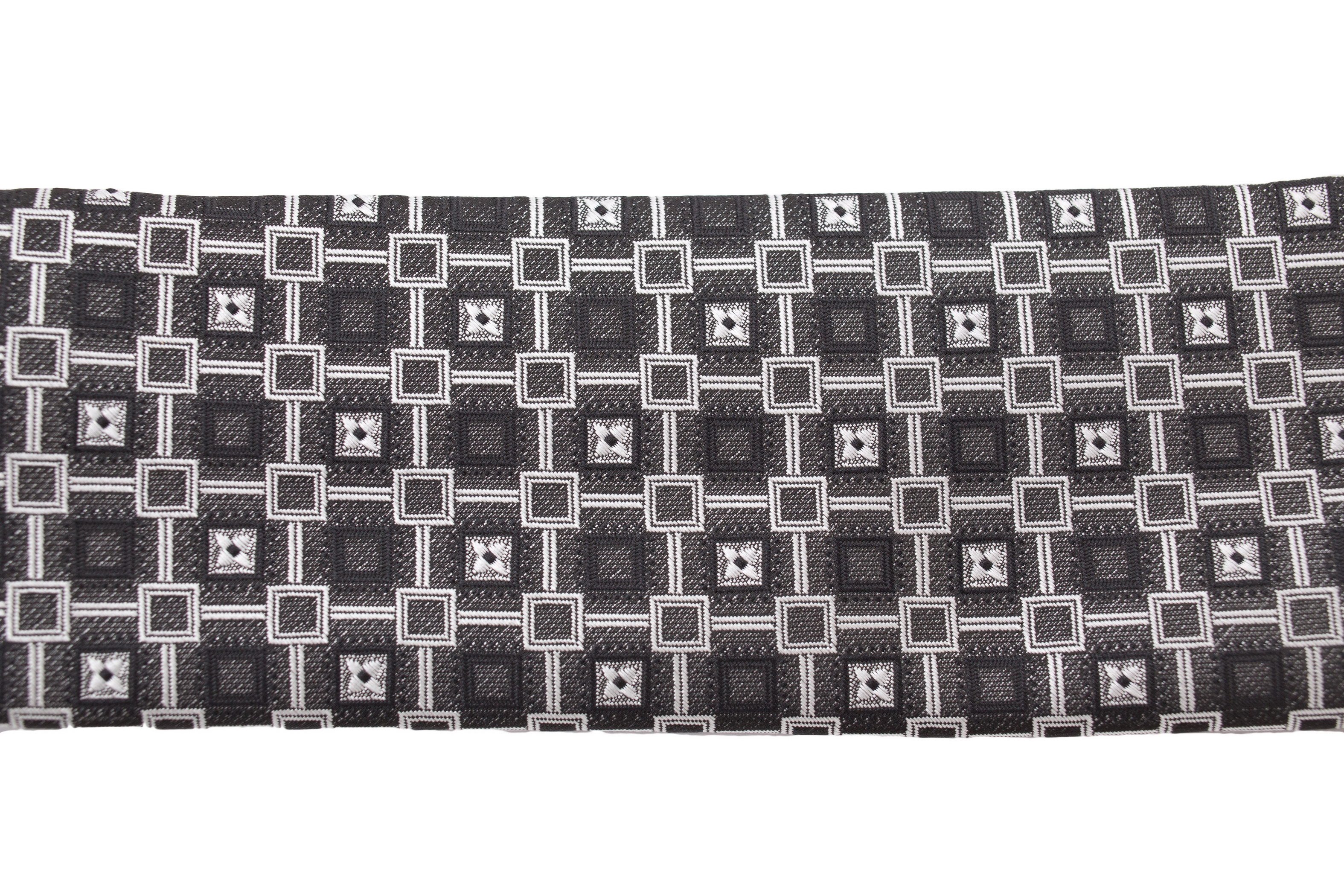 Cravata slim negru cu patrate gri Grazie Filipeti