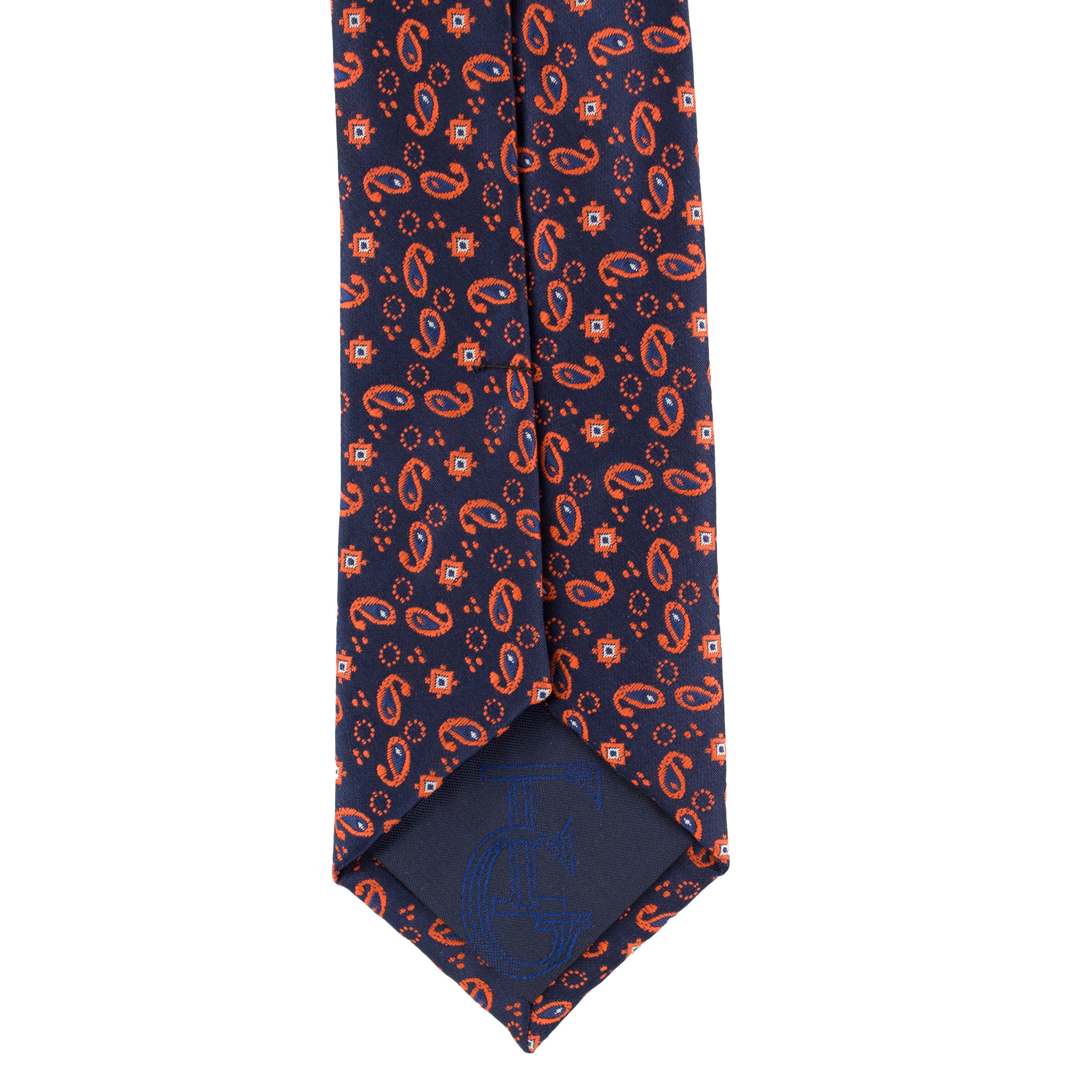 Cravata Slim bleumarin Paisley