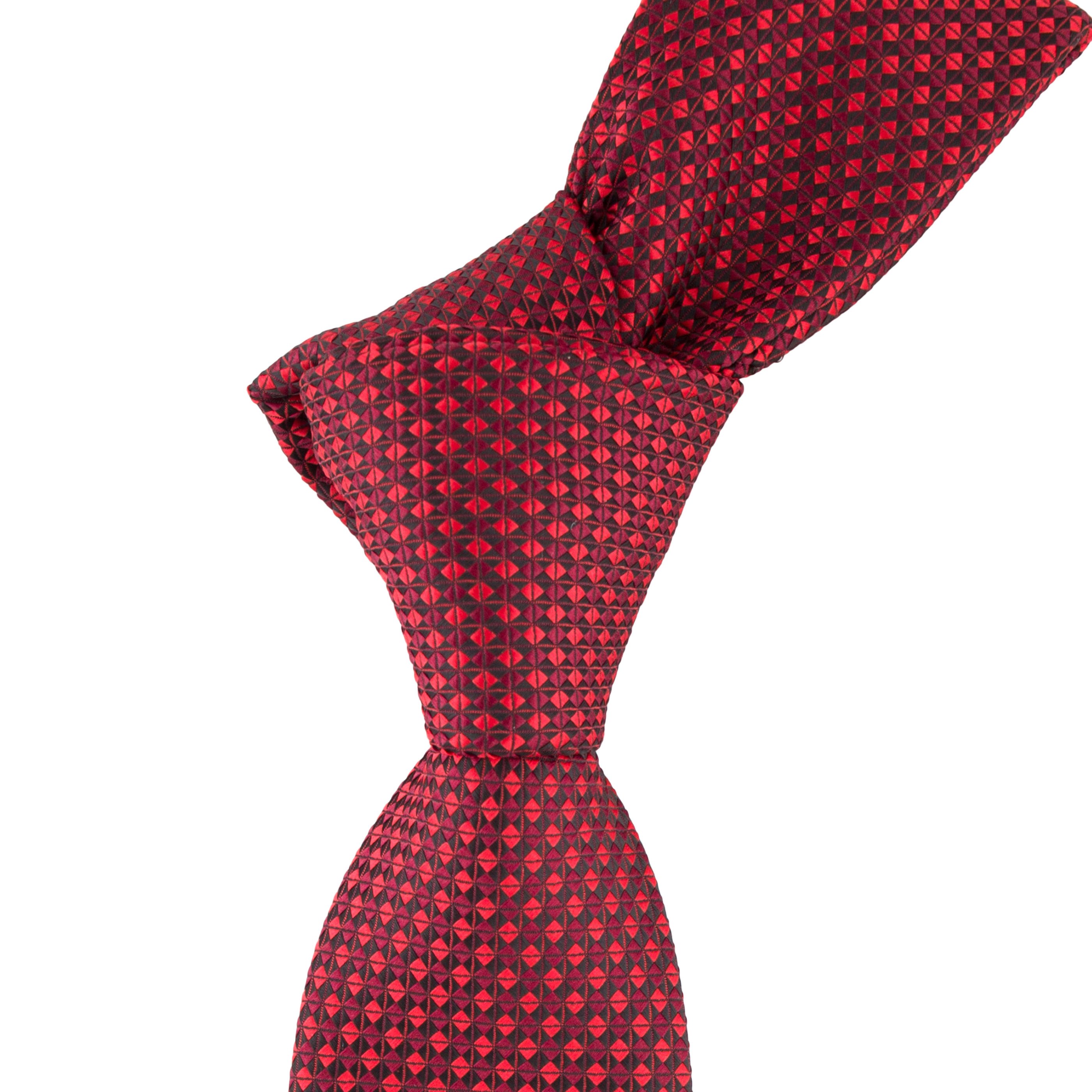 Cravata Slim rosie cu patratele negre