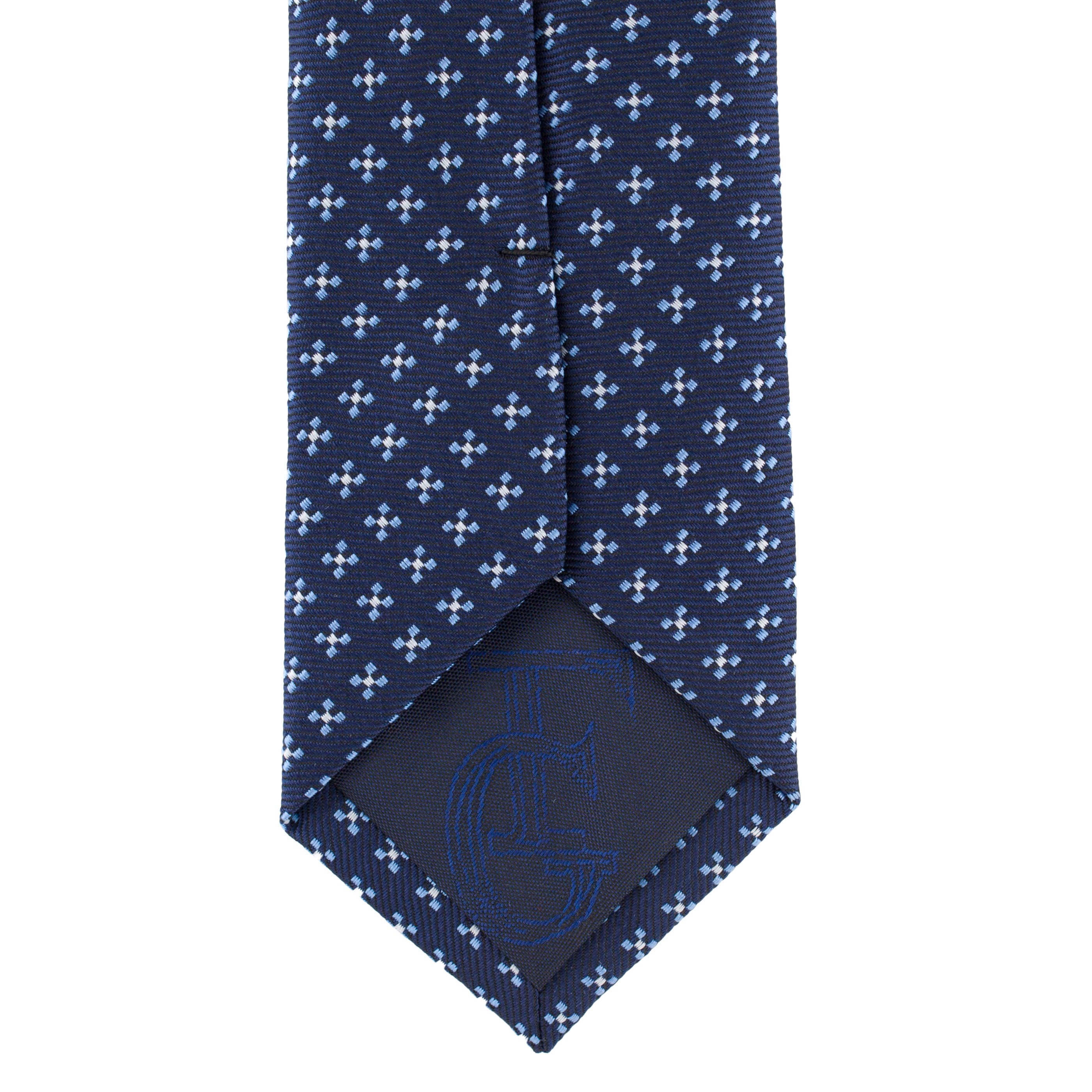 Cravata Slim bleumarin cu model bleu