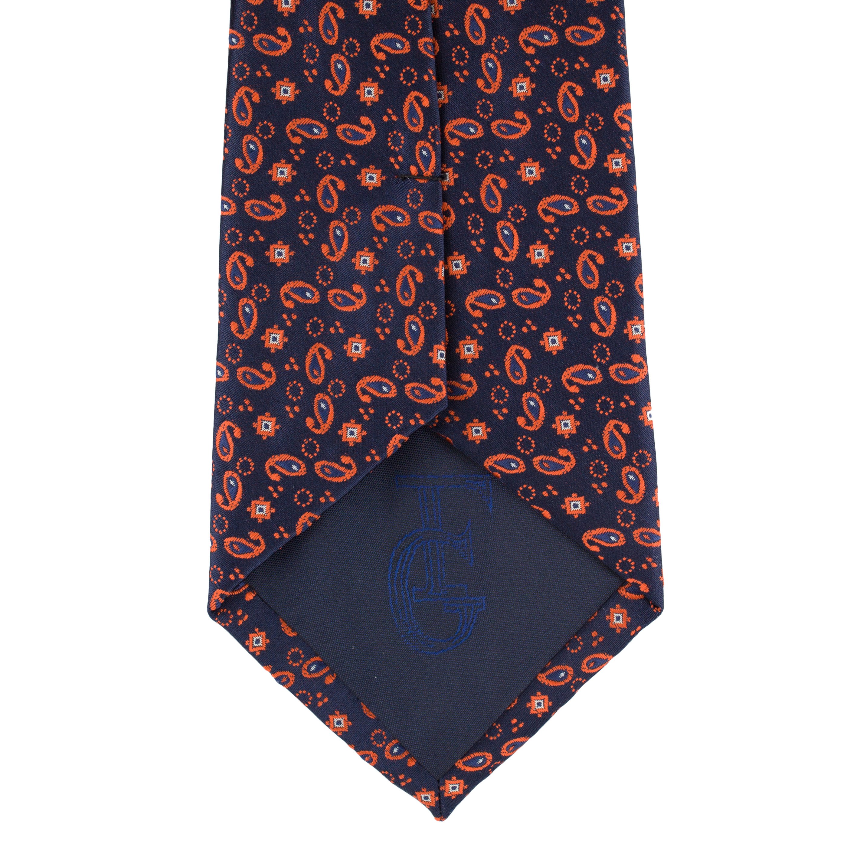 Cravata neagra cu model Paisley orange