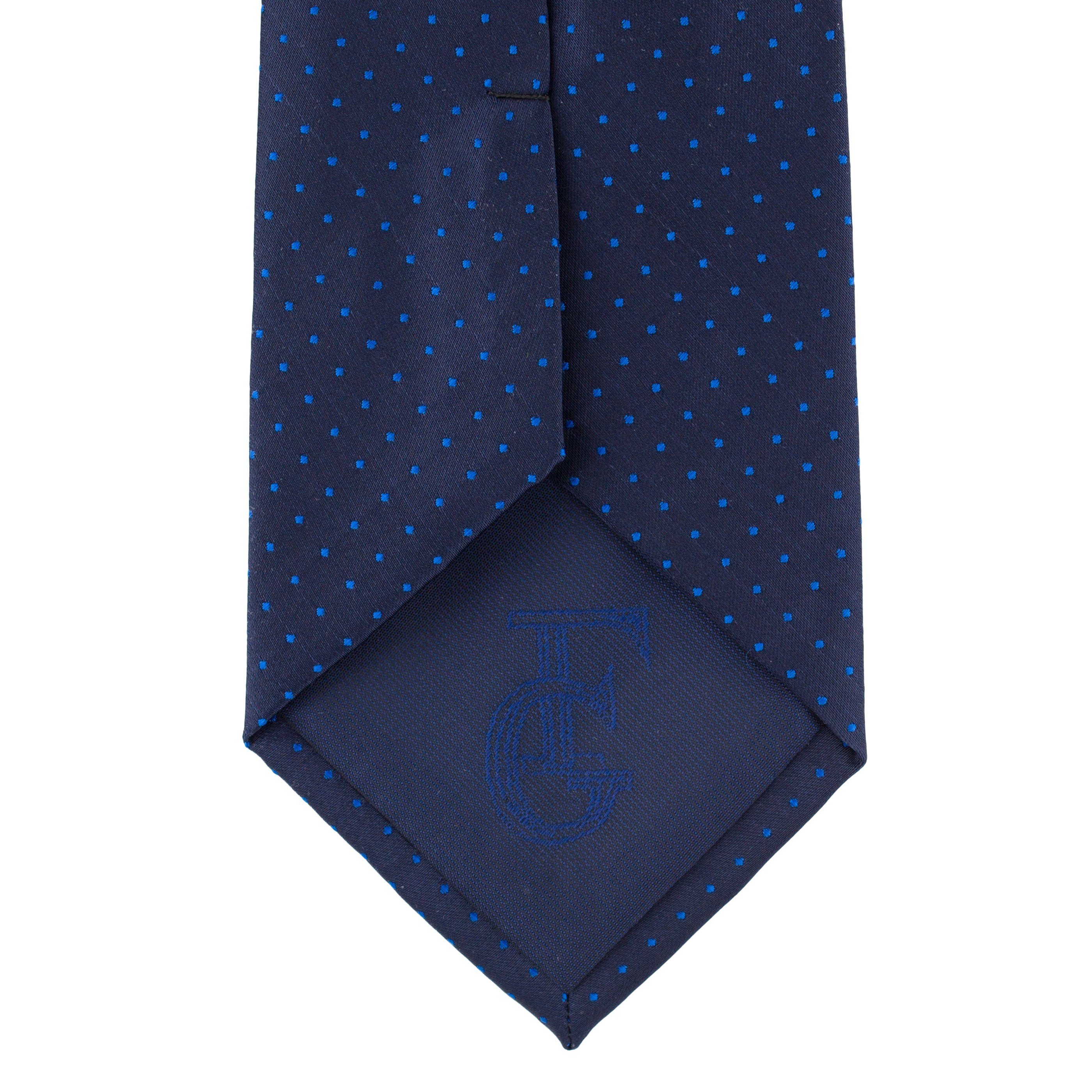 Cravata bleumarin cu picouri turcoaz
