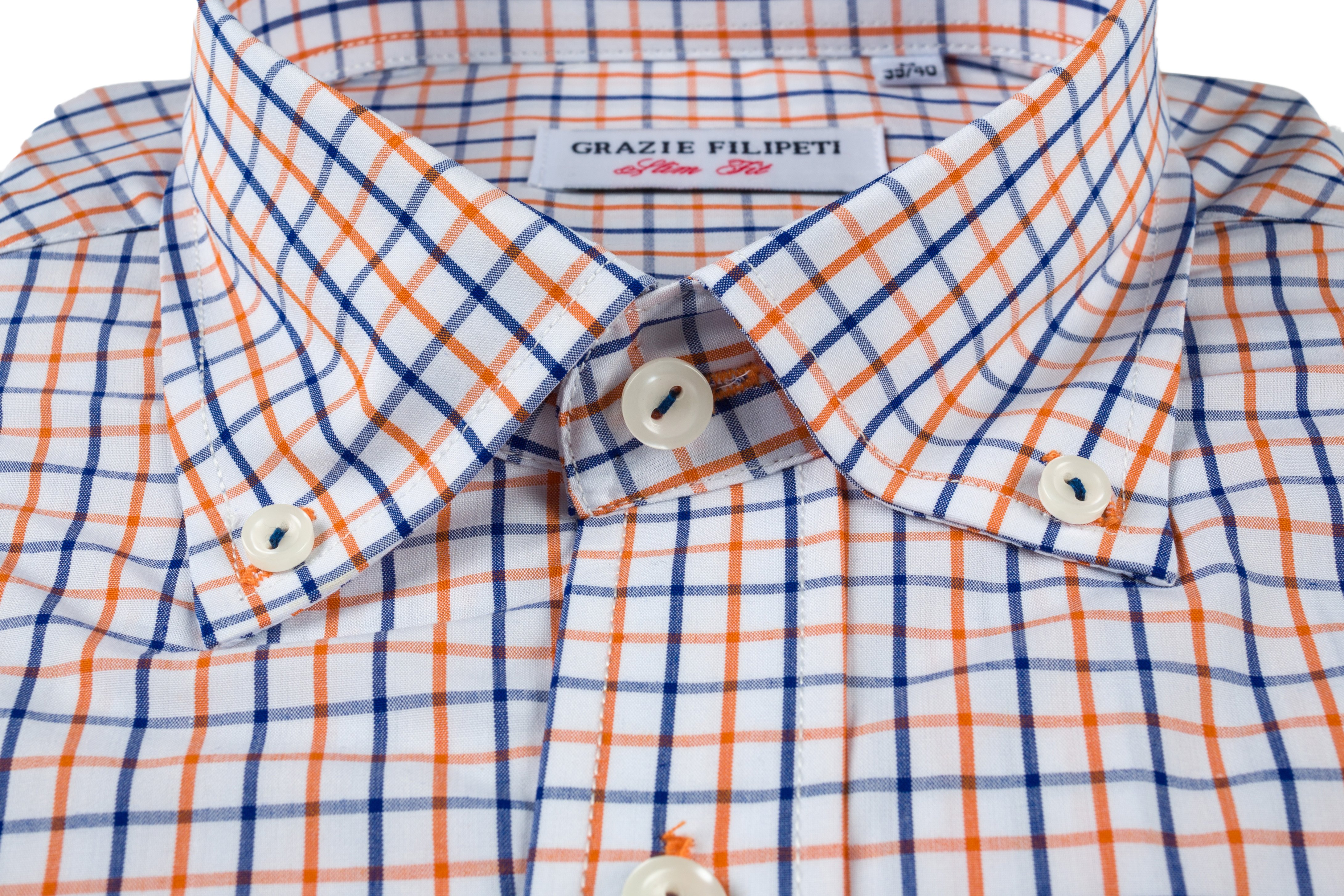 Camasa Slim Fit Blue and Orange Squares