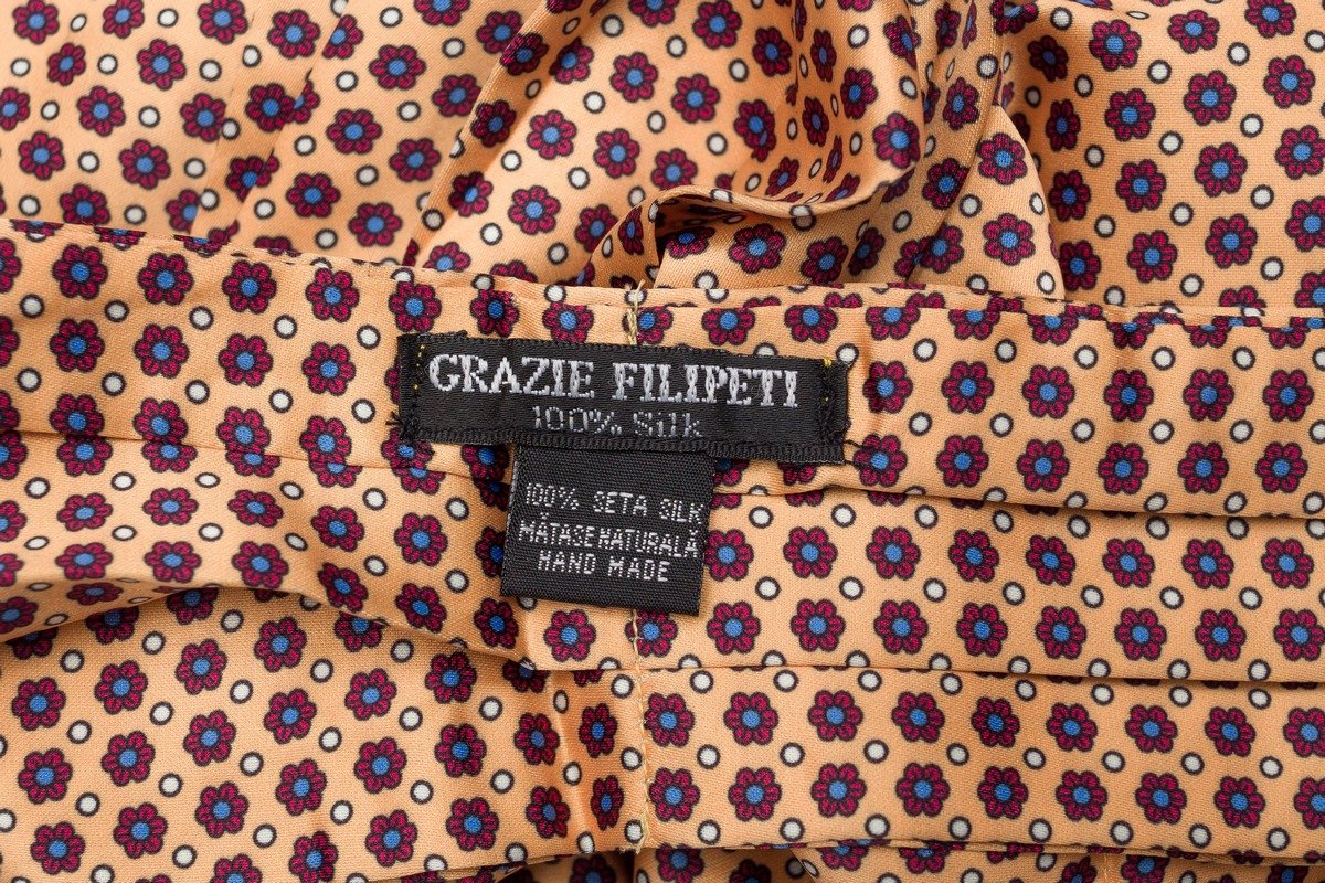 Esarfa ascot galbena cu buline grena Grazie Filipeti