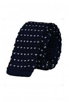 Cravata crosetata bleumarin cu puncte albe marca Grazie Filipeti