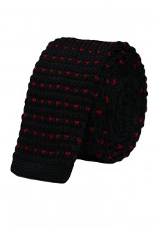 Cravata crosetata negru cu puncte rosii marca Grazie Filipeti