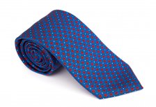 Cravata clasica albastra cu flori rosii - Grazie Filipeti