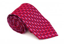 Cravata clasica rosie cu model bob cafea - Grazie Filipeti