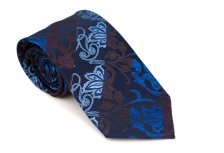 Cravata clasica bleumarin cu motiv floral Grazie Filipeti