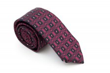 Cravata slim bleumarin cu model violet Grazie Filipeti