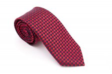 Cravata slim rosie cu patratele negre Grazie Filipeti