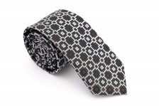 Cravata slim negru cu patrate gri Grazie Filipeti